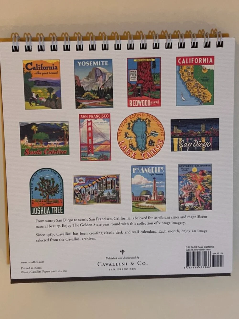 California-Themed Art Desk Calendar 2024